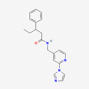 molecular formula C20H22N4O B7170657 N-[(2-imidazol-1-ylpyridin-4-yl)methyl]-3-phenylpentanamide 