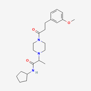 molecular formula C22H33N3O3 B7170683 N-cyclopentyl-2-[4-[3-(3-methoxyphenyl)propanoyl]piperazin-1-yl]propanamide 