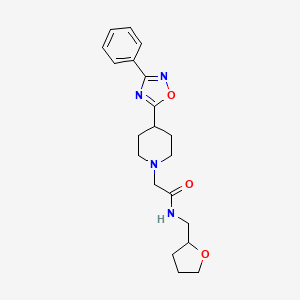 molecular formula C20H26N4O3 B7170774 N-(oxolan-2-ylmethyl)-2-[4-(3-phenyl-1,2,4-oxadiazol-5-yl)piperidin-1-yl]acetamide 