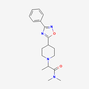 molecular formula C18H24N4O2 B7170781 N,N-dimethyl-2-[4-(3-phenyl-1,2,4-oxadiazol-5-yl)piperidin-1-yl]propanamide 