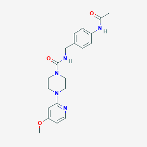 molecular formula C20H25N5O3 B7170885 N-[(4-acetamidophenyl)methyl]-4-(4-methoxypyridin-2-yl)piperazine-1-carboxamide 
