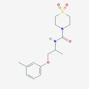 molecular formula C15H22N2O4S B7170901 N-[1-(3-methylphenoxy)propan-2-yl]-1,1-dioxo-1,4-thiazinane-4-carboxamide 