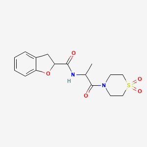 molecular formula C16H20N2O5S B7170942 N-[1-(1,1-dioxo-1,4-thiazinan-4-yl)-1-oxopropan-2-yl]-2,3-dihydro-1-benzofuran-2-carboxamide 