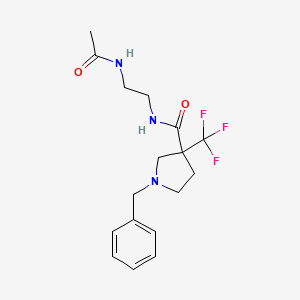 molecular formula C17H22F3N3O2 B7171003 N-(2-acetamidoethyl)-1-benzyl-3-(trifluoromethyl)pyrrolidine-3-carboxamide 