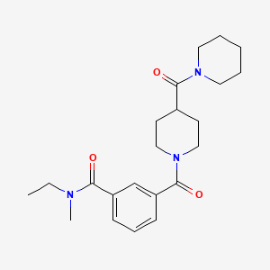 molecular formula C22H31N3O3 B7171008 N-ethyl-N-methyl-3-[4-(piperidine-1-carbonyl)piperidine-1-carbonyl]benzamide 