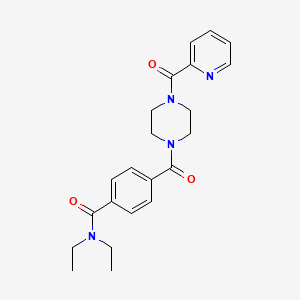 molecular formula C22H26N4O3 B7171036 N,N-diethyl-4-[4-(pyridine-2-carbonyl)piperazine-1-carbonyl]benzamide 