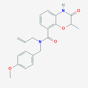 molecular formula C21H22N2O4 B7171111 N-[(4-methoxyphenyl)methyl]-2-methyl-3-oxo-N-prop-2-enyl-4H-1,4-benzoxazine-8-carboxamide 