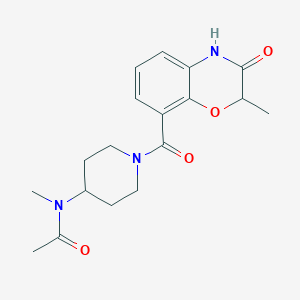 molecular formula C18H23N3O4 B7171172 N-methyl-N-[1-(2-methyl-3-oxo-4H-1,4-benzoxazine-8-carbonyl)piperidin-4-yl]acetamide 