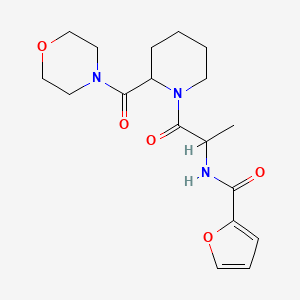 molecular formula C18H25N3O5 B7171261 N-[1-[2-(morpholine-4-carbonyl)piperidin-1-yl]-1-oxopropan-2-yl]furan-2-carboxamide 