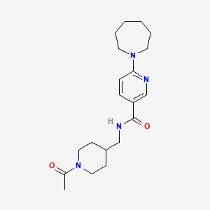 molecular formula C20H30N4O2 B7171442 N-[(1-acetylpiperidin-4-yl)methyl]-6-(azepan-1-yl)pyridine-3-carboxamide 
