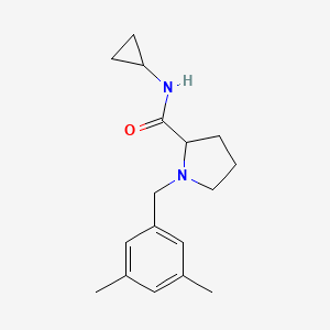 molecular formula C17H24N2O B7171469 N-cyclopropyl-1-[(3,5-dimethylphenyl)methyl]pyrrolidine-2-carboxamide 
