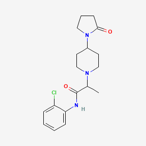 molecular formula C18H24ClN3O2 B7171503 N-(2-chlorophenyl)-2-[4-(2-oxopyrrolidin-1-yl)piperidin-1-yl]propanamide 