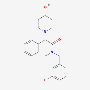 molecular formula C21H25FN2O2 B7171566 N-[(3-fluorophenyl)methyl]-2-(4-hydroxypiperidin-1-yl)-N-methyl-2-phenylacetamide 