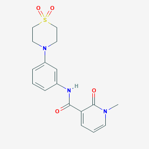 molecular formula C17H19N3O4S B7171582 N-[3-(1,1-dioxo-1,4-thiazinan-4-yl)phenyl]-1-methyl-2-oxopyridine-3-carboxamide 