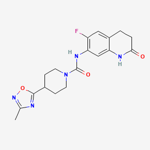 molecular formula C18H20FN5O3 B7171677 N-(6-fluoro-2-oxo-3,4-dihydro-1H-quinolin-7-yl)-4-(3-methyl-1,2,4-oxadiazol-5-yl)piperidine-1-carboxamide 