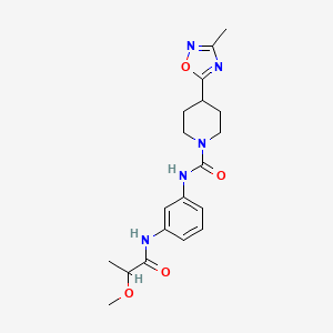 molecular formula C19H25N5O4 B7171700 N-[3-(2-methoxypropanoylamino)phenyl]-4-(3-methyl-1,2,4-oxadiazol-5-yl)piperidine-1-carboxamide 