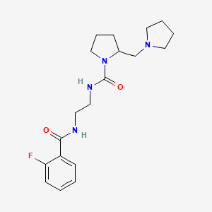 molecular formula C19H27FN4O2 B7171746 N-[2-[(2-fluorobenzoyl)amino]ethyl]-2-(pyrrolidin-1-ylmethyl)pyrrolidine-1-carboxamide 