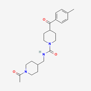 molecular formula C22H31N3O3 B7171784 N-[(1-acetylpiperidin-4-yl)methyl]-4-(4-methylbenzoyl)piperidine-1-carboxamide 