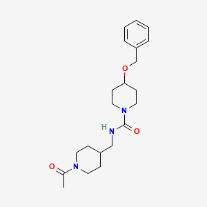 molecular formula C21H31N3O3 B7171792 N-[(1-acetylpiperidin-4-yl)methyl]-4-phenylmethoxypiperidine-1-carboxamide 