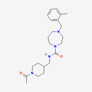 molecular formula C22H34N4O2 B7171806 N-[(1-acetylpiperidin-4-yl)methyl]-4-[(2-methylphenyl)methyl]-1,4-diazepane-1-carboxamide 