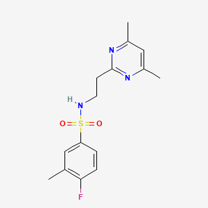 molecular formula C15H18FN3O2S B7171865 N-[2-(4,6-dimethylpyrimidin-2-yl)ethyl]-4-fluoro-3-methylbenzenesulfonamide 