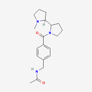 molecular formula C19H27N3O2 B7171916 N-[[4-[2-(1-methylpyrrolidin-2-yl)pyrrolidine-1-carbonyl]phenyl]methyl]acetamide 