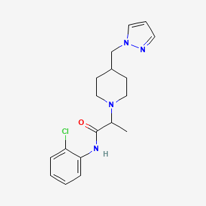 molecular formula C18H23ClN4O B7171975 N-(2-chlorophenyl)-2-[4-(pyrazol-1-ylmethyl)piperidin-1-yl]propanamide 