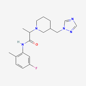 molecular formula C18H24FN5O B7171991 N-(5-fluoro-2-methylphenyl)-2-[3-(1,2,4-triazol-1-ylmethyl)piperidin-1-yl]propanamide 