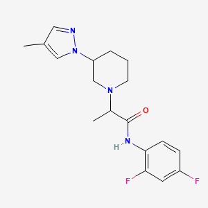 molecular formula C18H22F2N4O B7171997 N-(2,4-difluorophenyl)-2-[3-(4-methylpyrazol-1-yl)piperidin-1-yl]propanamide 