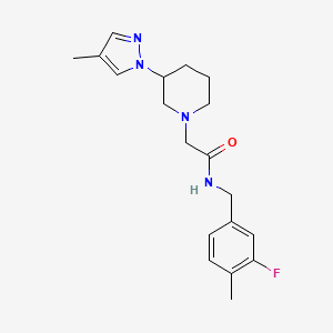molecular formula C19H25FN4O B7172014 N-[(3-fluoro-4-methylphenyl)methyl]-2-[3-(4-methylpyrazol-1-yl)piperidin-1-yl]acetamide 
