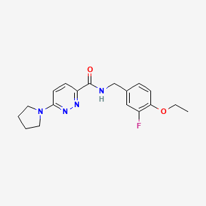 molecular formula C18H21FN4O2 B7172066 N-[(4-ethoxy-3-fluorophenyl)methyl]-6-pyrrolidin-1-ylpyridazine-3-carboxamide 