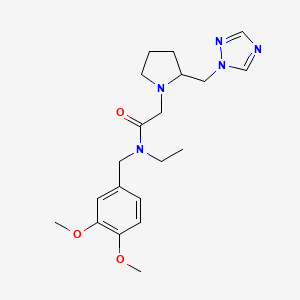 molecular formula C20H29N5O3 B7172211 N-[(3,4-dimethoxyphenyl)methyl]-N-ethyl-2-[2-(1,2,4-triazol-1-ylmethyl)pyrrolidin-1-yl]acetamide 