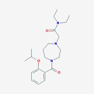 molecular formula C21H33N3O3 B7172244 N,N-diethyl-2-[4-(2-propan-2-yloxybenzoyl)-1,4-diazepan-1-yl]acetamide 