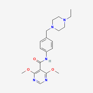 molecular formula C20H27N5O3 B7172285 N-[4-[(4-ethylpiperazin-1-yl)methyl]phenyl]-4,6-dimethoxypyrimidine-5-carboxamide 