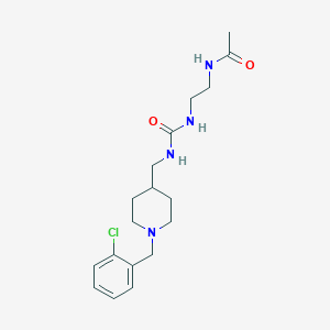 molecular formula C18H27ClN4O2 B7172314 N-[2-[[1-[(2-chlorophenyl)methyl]piperidin-4-yl]methylcarbamoylamino]ethyl]acetamide 