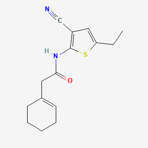 molecular formula C15H18N2OS B7172350 N-(3-cyano-5-ethylthiophen-2-yl)-2-(cyclohexen-1-yl)acetamide 