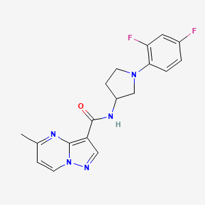 molecular formula C18H17F2N5O B7172452 N-[1-(2,4-difluorophenyl)pyrrolidin-3-yl]-5-methylpyrazolo[1,5-a]pyrimidine-3-carboxamide 