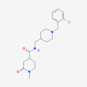 molecular formula C20H28ClN3O2 B7172504 N-[[1-[(2-chlorophenyl)methyl]piperidin-4-yl]methyl]-1-methyl-2-oxopiperidine-4-carboxamide 