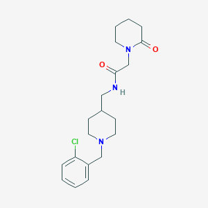 molecular formula C20H28ClN3O2 B7172510 N-[[1-[(2-chlorophenyl)methyl]piperidin-4-yl]methyl]-2-(2-oxopiperidin-1-yl)acetamide 