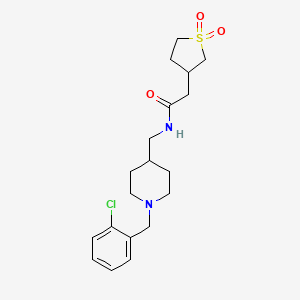 molecular formula C19H27ClN2O3S B7172524 N-[[1-[(2-chlorophenyl)methyl]piperidin-4-yl]methyl]-2-(1,1-dioxothiolan-3-yl)acetamide 