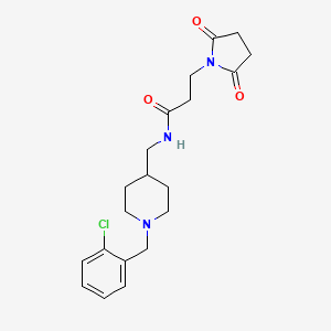 molecular formula C20H26ClN3O3 B7172537 N-[[1-[(2-chlorophenyl)methyl]piperidin-4-yl]methyl]-3-(2,5-dioxopyrrolidin-1-yl)propanamide 