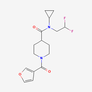 molecular formula C16H20F2N2O3 B7172561 N-cyclopropyl-N-(2,2-difluoroethyl)-1-(furan-3-carbonyl)piperidine-4-carboxamide 