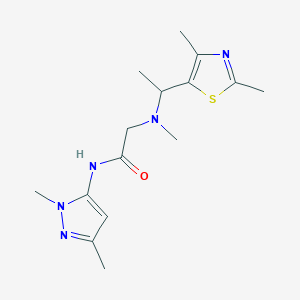 molecular formula C15H23N5OS B7172581 N-(2,5-dimethylpyrazol-3-yl)-2-[1-(2,4-dimethyl-1,3-thiazol-5-yl)ethyl-methylamino]acetamide 