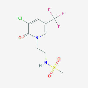 molecular formula C9H10ClF3N2O3S B7172615 N-[2-[3-chloro-2-oxo-5-(trifluoromethyl)pyridin-1-yl]ethyl]methanesulfonamide 