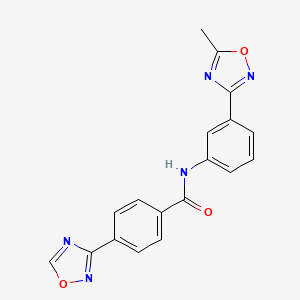 molecular formula C18H13N5O3 B7172632 N-[3-(5-methyl-1,2,4-oxadiazol-3-yl)phenyl]-4-(1,2,4-oxadiazol-3-yl)benzamide 