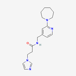 molecular formula C18H25N5O B7172701 N-[[2-(azepan-1-yl)pyridin-4-yl]methyl]-3-imidazol-1-ylpropanamide 