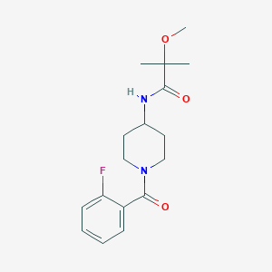 molecular formula C17H23FN2O3 B7172816 N-[1-(2-fluorobenzoyl)piperidin-4-yl]-2-methoxy-2-methylpropanamide 