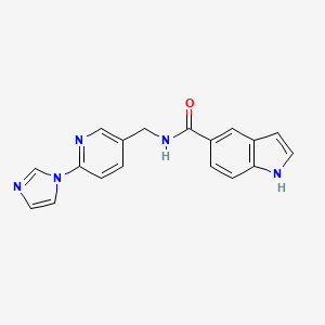 molecular formula C18H15N5O B7172823 N-[(6-imidazol-1-ylpyridin-3-yl)methyl]-1H-indole-5-carboxamide 