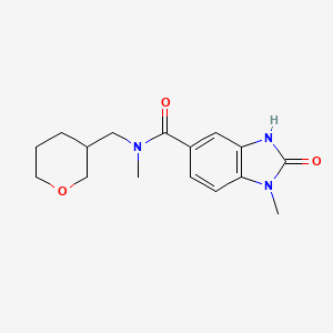 molecular formula C16H21N3O3 B7172891 N,1-dimethyl-N-(oxan-3-ylmethyl)-2-oxo-3H-benzimidazole-5-carboxamide 