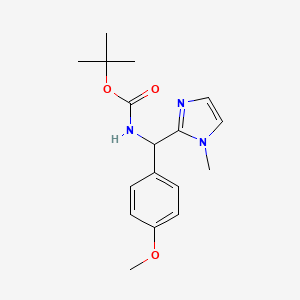 molecular formula C17H23N3O3 B7173015 tert-butyl N-[(4-methoxyphenyl)-(1-methylimidazol-2-yl)methyl]carbamate 